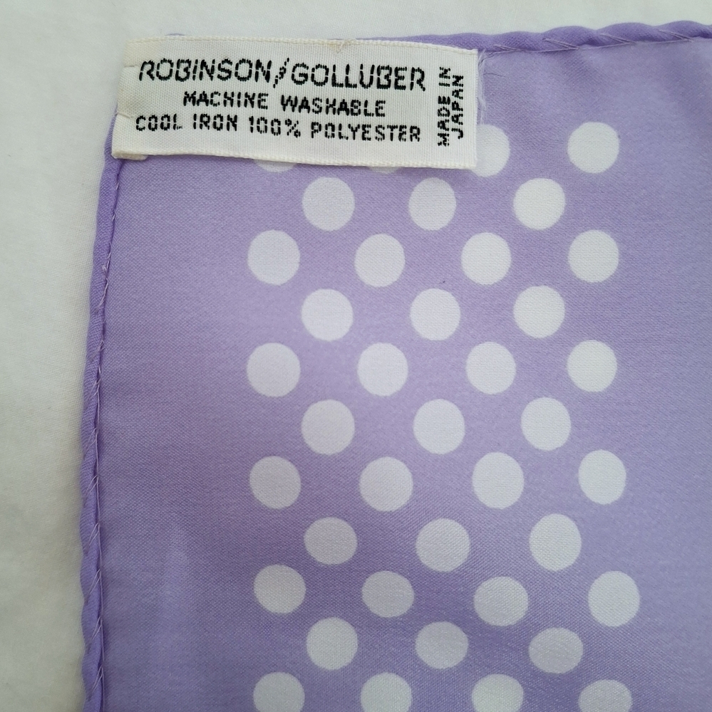 Brand New Vintage 1970's Robinson Golluber Purple White Dot Oblong Scarf - Picture 4 of 6
